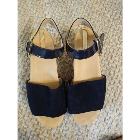 Kenneth Cole Suede Sandals Blue Sz 8 Boho Summer Espadrille - Picture 5 of 9